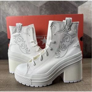 Converse Chuck 70 De Luxe Heel Western Hi Platform A10335C VIN White Women 8 NWB